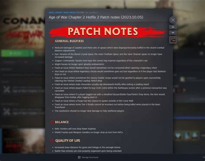 conan exiles patch notes parity ps4 update highlights