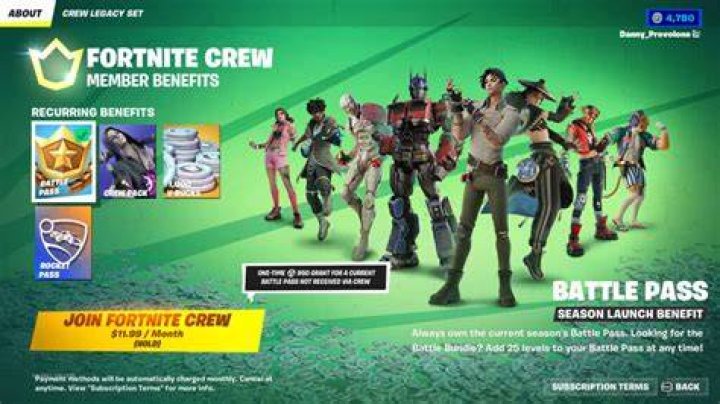 Fortnite Crew subscription Battle Pass price V-Bucks