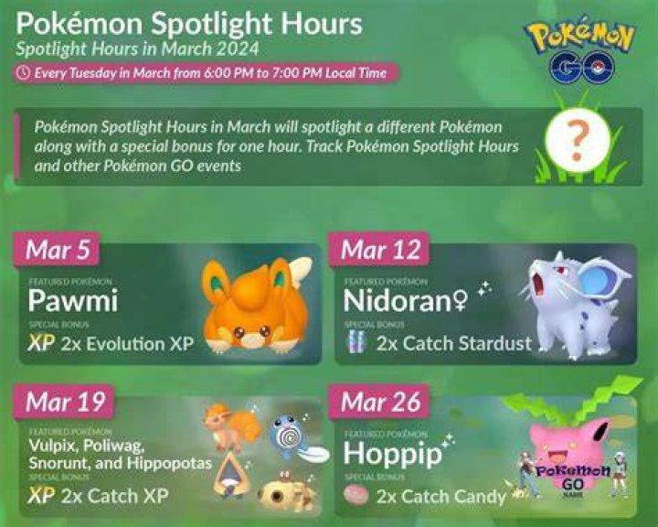 Pokemon GO March 2023 Spotlight Hour Schedule - Shiny Chances, Perfect IVs & Schedule Pokemon-GO-Spotlight-Hours-March-2023