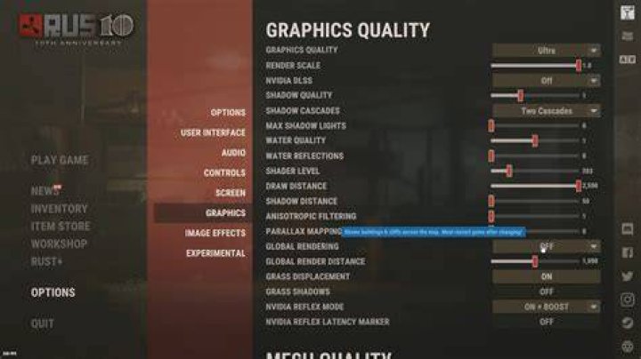 Rust fix stuttering - adjust graphics settings